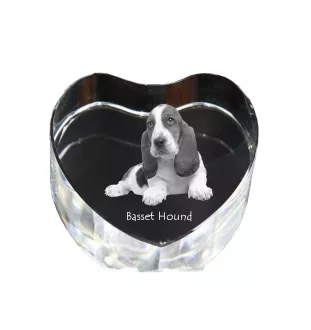Basset Hound - Hundebild im Kristall, Kristallherz, einzigartiger Bilderrahmen der Marke Art-Dog