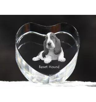 Basset Hound - une photo de chien dans un cristal, un cœur en cristal, un cadre photo exceptionnel de la marque Art-Dog