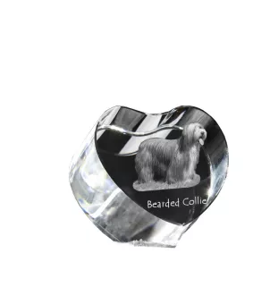 Bearded Collie serce kryształowe z psem Art-Dog