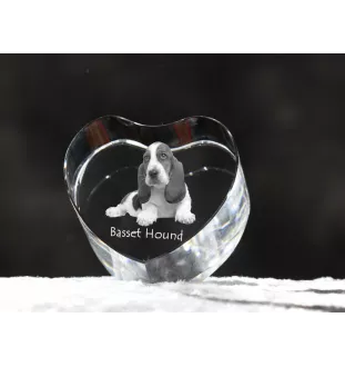 Basset Hound - une photo de chien dans un cristal, un cœur en cristal, un cadre photo exceptionnel de la marque Art-Dog