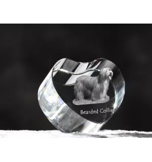 Bearded Collie - Hundebild im Kristall, Kristallherz, einzigartiger Bilderrahmen der Marke Art-Dog