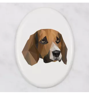 Beagle - Fliese mit geometrischem Bild und Schriftzug der Marke Art-Dog