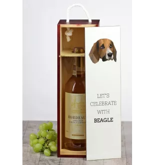 Beagle - une boîte géométrique avec une photo et un texte pour le vin de la marque Art-Dog