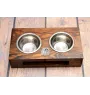 Bearded Collie, Highland Collie, Mountain Collie - wooden stand with bowls for a dog, steel dog bowls, a gift for adopting a dog from the Art-Dog brand