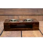 Bearded Collie, Highland Collie, Mountain Collie - wooden stand with bowls for a dog, steel dog bowls, a gift for adopting a dog from the Art-Dog brand