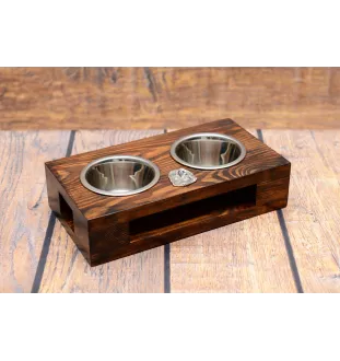 Bearded Collie - Holzständer mit Näpfen für Hunde, Edelstahlnäpfe, Geschenk zur Adoption eines Hundes von der Marke Art-Dog