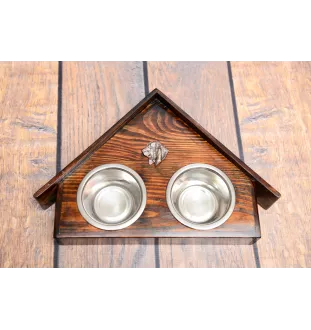 Basset Hound I - support en bois avec des bols pour chien, bols pour chien décoratifs, cadeau pour l'adoption d'un chien de la marque Art-Dog