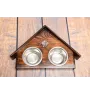 Basset Hound I - wooden stand with bowls for a dog, decorative dog bowls, a gift for adopting a dog from the Art-Dog brand
