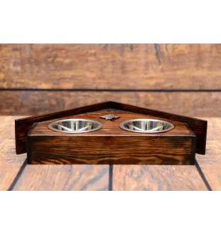 Basset Hound I - support en bois avec des bols pour chien, bols pour chien décoratifs, cadeau pour l'adoption d'un chien de la marque Art-Dog