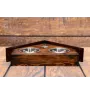Basset Hound III - wooden stand with bowls for a dog, decorative dog bowls, a gift for adopting a dog from the Art-Dog brand