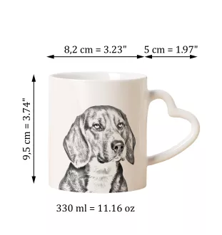 Beagle - cup with a dog, adorable cup with a heart-shaped handle, universal gift from the Art-Dog brand