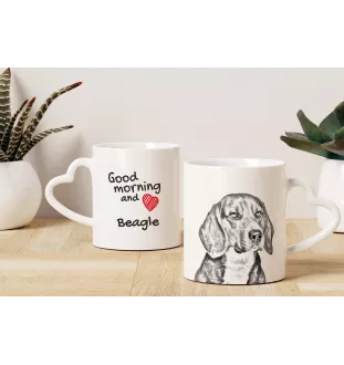 Beagle - cup with a dog, adorable cup with a heart-shaped handle, universal gift from the Art-Dog brand