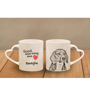 Beagle - cup with a dog, adorable cup with a heart-shaped handle, universal gift from the Art-Dog brand