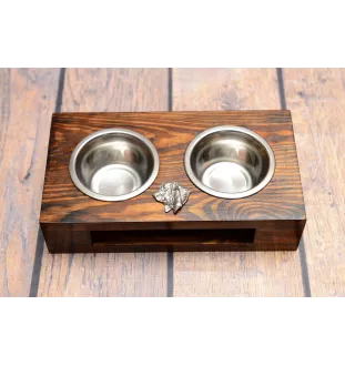 Basset Hound I - Holzständer mit Näpfen für Hunde, Edelstahlnäpfe, Geschenk zur Adoption eines Hundes von der Marke Art-Dog