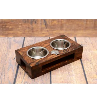 Basset Hound I - support en bois avec des bols pour chien, bols pour chien en acier, cadeau pour l'adoption d'un chien de la marque Art-Dog