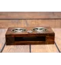Basset Hound III - wooden stand with bowls for a dog, steel dog bowls, a gift for adopting a dog from the Art-Dog brand