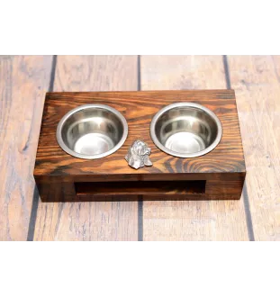 Basset Hound II - support en bois avec des bols pour chien, bols pour chien en acier, cadeau pour l'adoption d'un chien de la marque Art-Dog