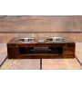 Basset Hound II - wooden stand with bowls for a dog, steel dog bowls, a gift for adopting a dog from the Art-Dog brand