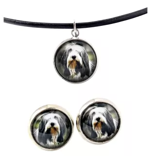 Collie Barbu, Bearded collie, Parfois appelé colley barbu - boîte à bijoux avec votre photo, ensemble collier et boucles d'oreilles, produits personnalisés de la marque Art-Dog