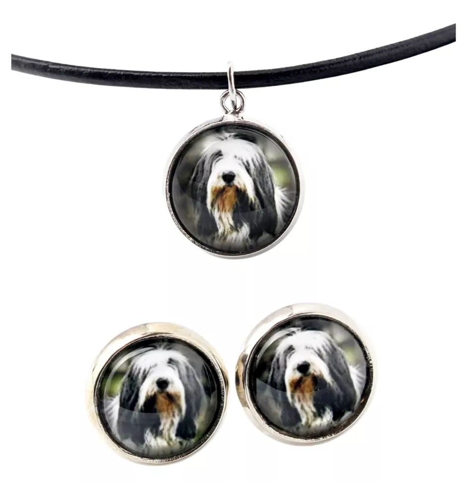 Bearded Collie - Schmuck mit Ihrem Foto-Box, Halskette und Ohrringe-Set, personalisierte Produkte der Marke Art-Dog.