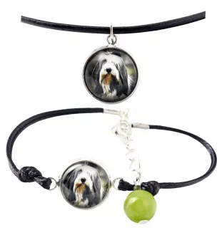 Bearded Collie - Schmuckset mit Ihrem Foto, handgefertigtes Set, Armband und Halskette von Art.-Dog.