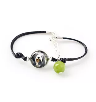 Collie Barbu, Bearded collie, Parfois appelé colley barbu - ensemble de bijoux avec votre photo, ensemble fait à la main, bracelet et collier de la marque Art.-Dog