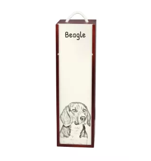 Beagle - wine box with a dog, alcohol box with graphics, personalized gift box from the Art-Dog brand