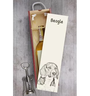 Beagle - boîte à vin avec chien, boîte à alcool avec graphisme, boîte cadeau personnalisée de la marque Art-Dog