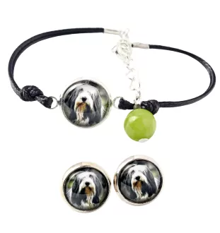 Collie Barbu, Bearded collie, Parfois appelé colley barbu - ensemble de bijoux avec votre photo, accessoire féminin, article fait main, produit fabriqué à la main avec passion pour la création de la m
