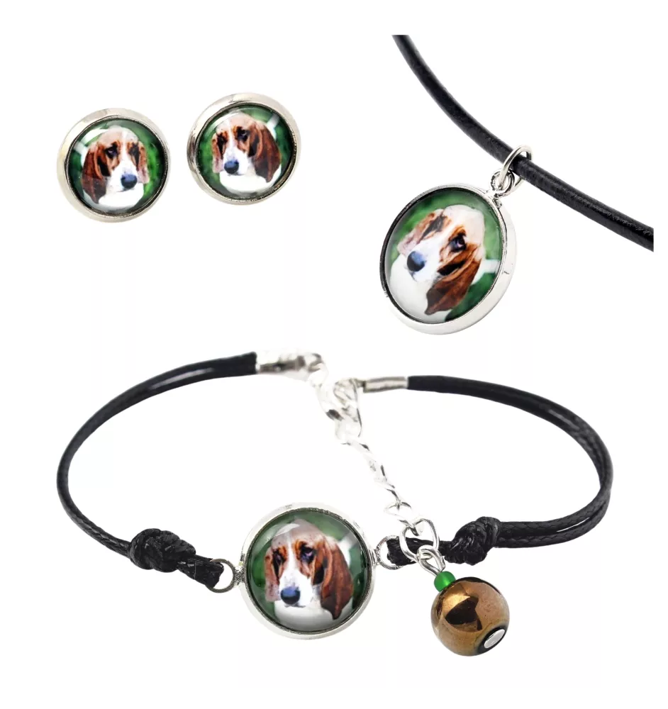 Basset Hound - Schmuckset in einer Schachtel, Halskette, Ohrringe, Armband, Produkte der Marke Art-Dog