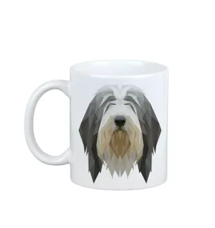 Collie Barbu, Bearded collie, Parfois appelé colley barbu - tasse avec une photo et un motif de chien géométrique Art-Dog