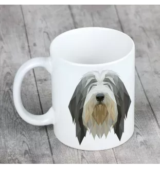 Bearded Collie, Highland Collie, Mountain Collie - cup with a geometric dog image and the inscription Art-Dog