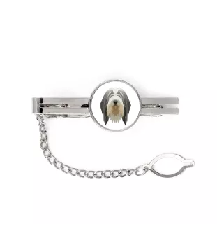 Bearded Collie, Highland Collie, Mountain Collie - geometric tie clip with a picture and inscription from Art-Dog