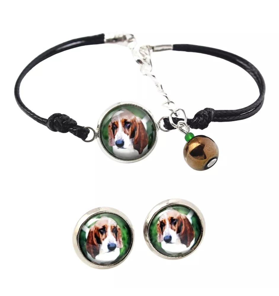 Basset Hound - a set of jewelry with your photo, a woman's ornament, handmade item, a product made with passion for creating the Art-Dog brand.