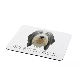 Bearded Collie - geometrisches Mauspad mit Bild und Aufschrift von Art-Dog