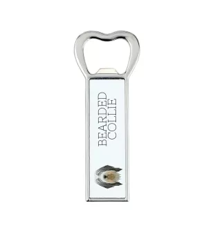 Collie Barbu, Bearded collie, Parfois appelé colley barbu - ouvre-bouteille avec une image et une inscription pour la bière Art-Dog