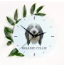 Bearded Collie - geometrische Wanduhr mit Bild und Aufschrift der Marke Art-Dog