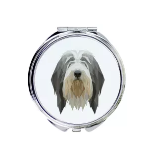Collie Barbu, Bearded collie, Parfois appelé colley barbu - miroir avec une image et un motif géométrique de la marque Art-Dog