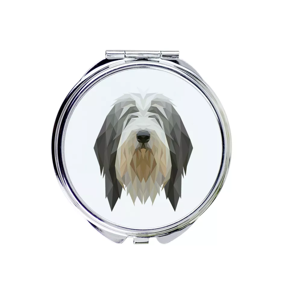 Collie Barbu, Bearded collie, Parfois appelé colley barbu - miroir avec une image et un motif géométrique de la marque Art-Dog