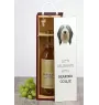 Collie Barbu, Bearded collie, Parfois appelé colley barbu - une boîte géométrique avec une photo et un texte pour le vin de la marque Art-Dog