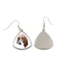 Basset Hound - boucles d'oreilles avec une photo et un motif de chien géométrique Art-Dog