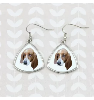 Basset Hound - earrings with a picture and the inscription geometric dog Art-Dog
