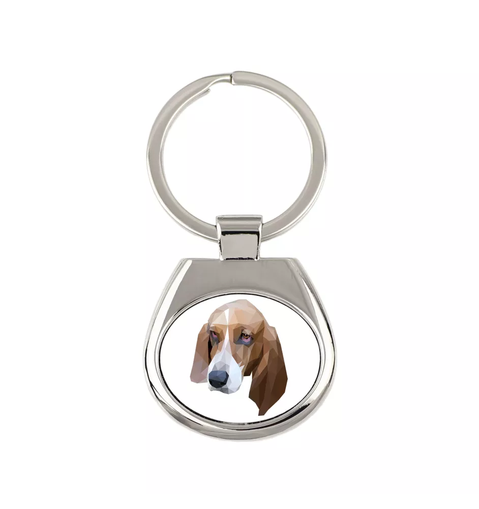 Basset Hound - porte-clés géométrique avec photo et inscription Art-Dog