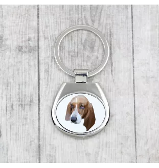 Basset Hound - porte-clés géométrique avec photo et inscription Art-Dog