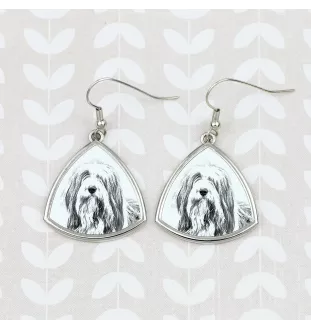 Bearded Collie - Hund Ohrringe, hängende Ohrringe mit Bild, personalisierter Schmuck mit dem Aufdruck der Marke Art-Dog