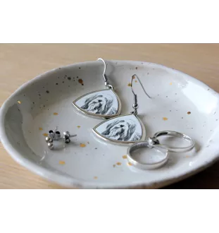 Collie Barbu, Bearded collie, Parfois appelé colley barbu - boucles d'oreilles avec chien, boucles d'oreilles pendantes avec photo, bijoux personnalisés avec impression de la marque Art-Dog