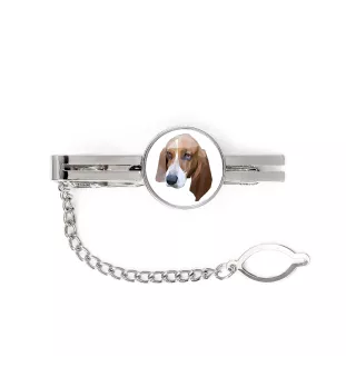 Basset Hound - geometric tie clip with a picture and inscription from Art-Dog