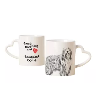Bearded Collie, Highland Collie, Mountain Collie - cup with a dog, adorable cup with a heart-shaped handle, universal gift from the Art-Dog brand