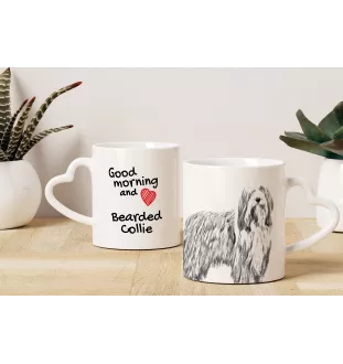 Bearded Collie, Highland Collie, Mountain Collie - cup with a dog, adorable cup with a heart-shaped handle, universal gift from the Art-Dog brand