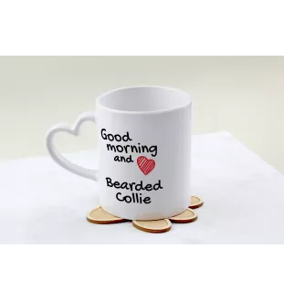Bearded Collie, Highland Collie, Mountain Collie - cup with a dog, adorable cup with a heart-shaped handle, universal gift from the Art-Dog brand